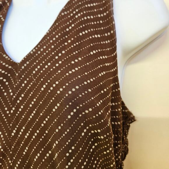 Believe Chiffon Brown Sleeveless Midi Dress Size 12 Casual Travel Wedding Guest - Picture 2 of 8